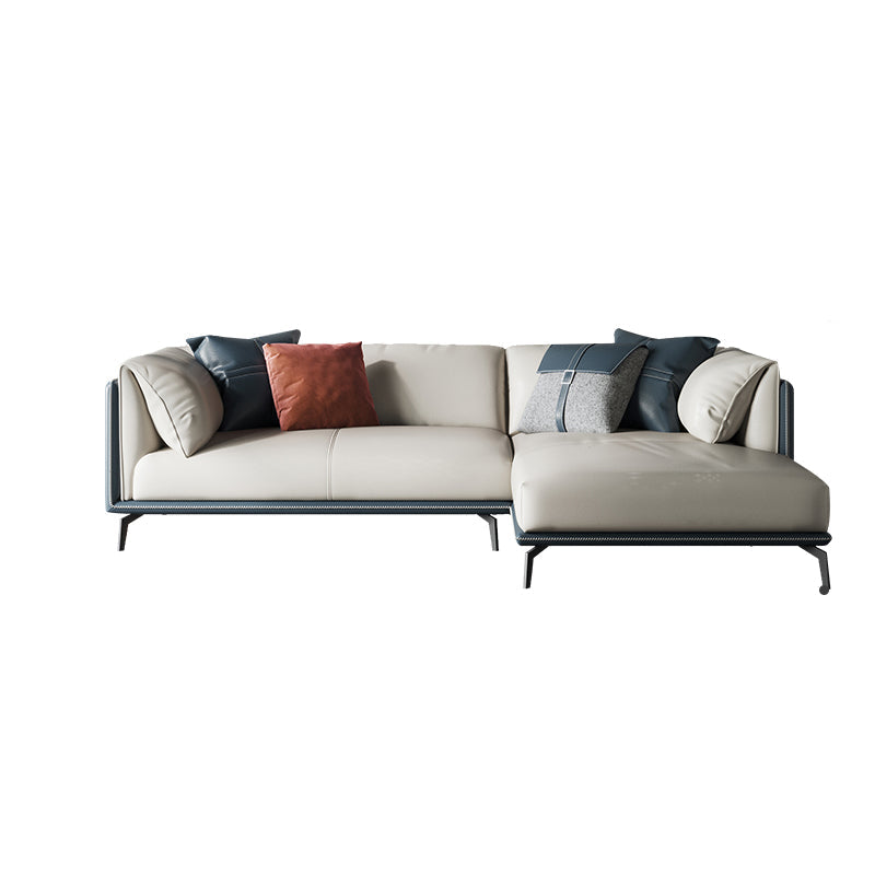 30.7" H Modern Cushions Sofa Genuine Leather Pillow Top Arm Sofa & Chaise