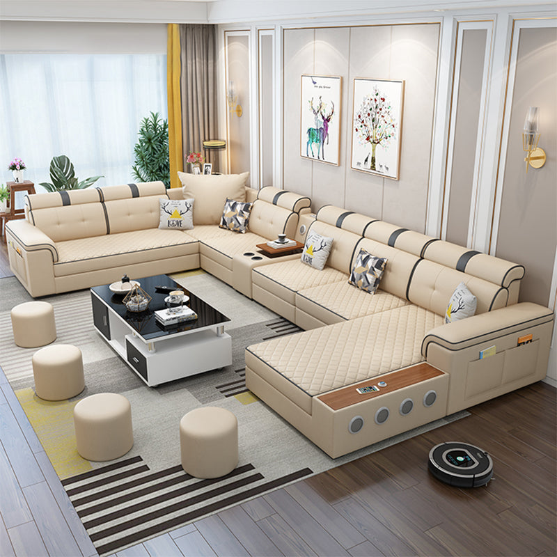 Eigentijdse bank faux leer U-vormige modulaire meubels sectionals