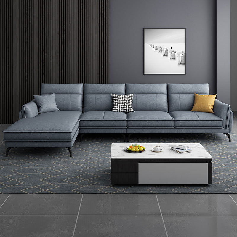 Scandinavian Blue Pillow Back Sectionals/Sofa for Living Room 35.43" High 126"L x 69"W x 35"H Left Clearhalo 'furn' 'furn_sectionals' 'Furniture' 'Living Room Furniture' 'Sectionals' 5421443