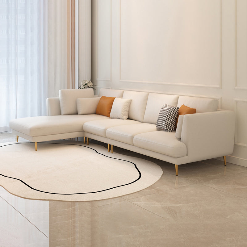 Contemporary Faux Leather Sofa Recessed Arm Furniture Sectionals in Beige