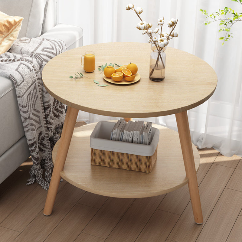 Contemporary 3 Legs End Table Round Wood Top Side Table for Living Room
