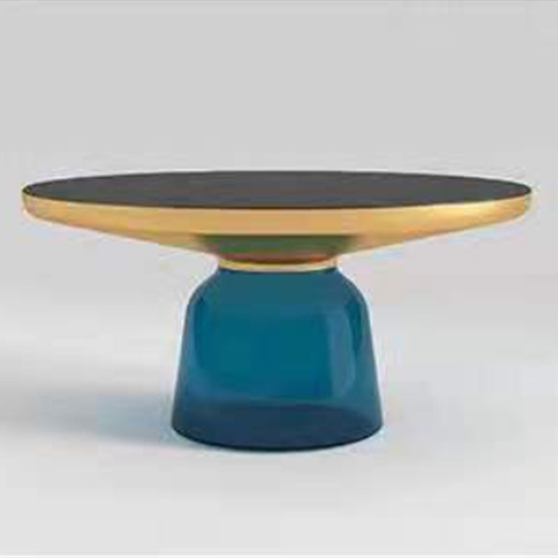 Contemporary Round Side Table Glass Pedestal Sofa End Table for Living Room