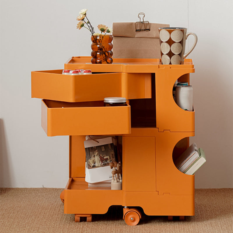 Modern Nightstand 21" Tall Plastic Bedside Cabinet with Drawers Orange 2 Clearhalo 'Bedroom Furniture' 'furn' 'furn_night_stand' 'Furniture' 'night_stand' 'Nightstands' 5422278