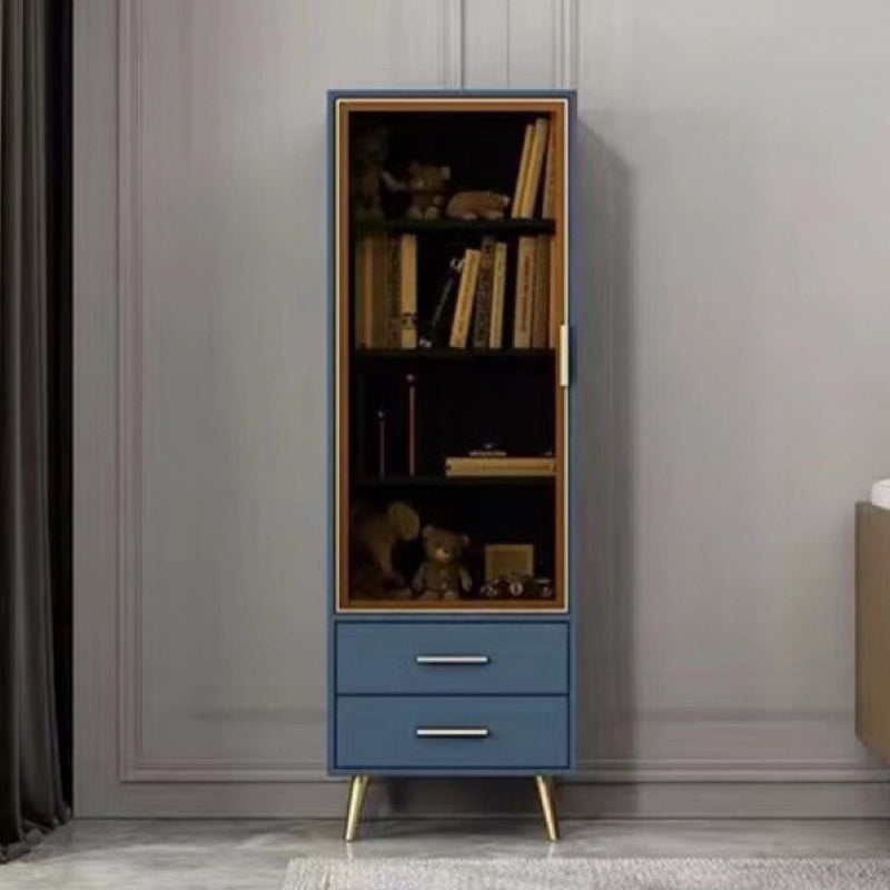 Modern Rectangle Accent Cabinet with Straight Legs and 2 Drawers 20"L x 12"W x 60"H Blue Clearhalo 'Cabinets & Chests' 'cabinets_chests' 'furn' 'furn_cabinets_chests' 'Furniture' 'Living Room Furniture' 5422763