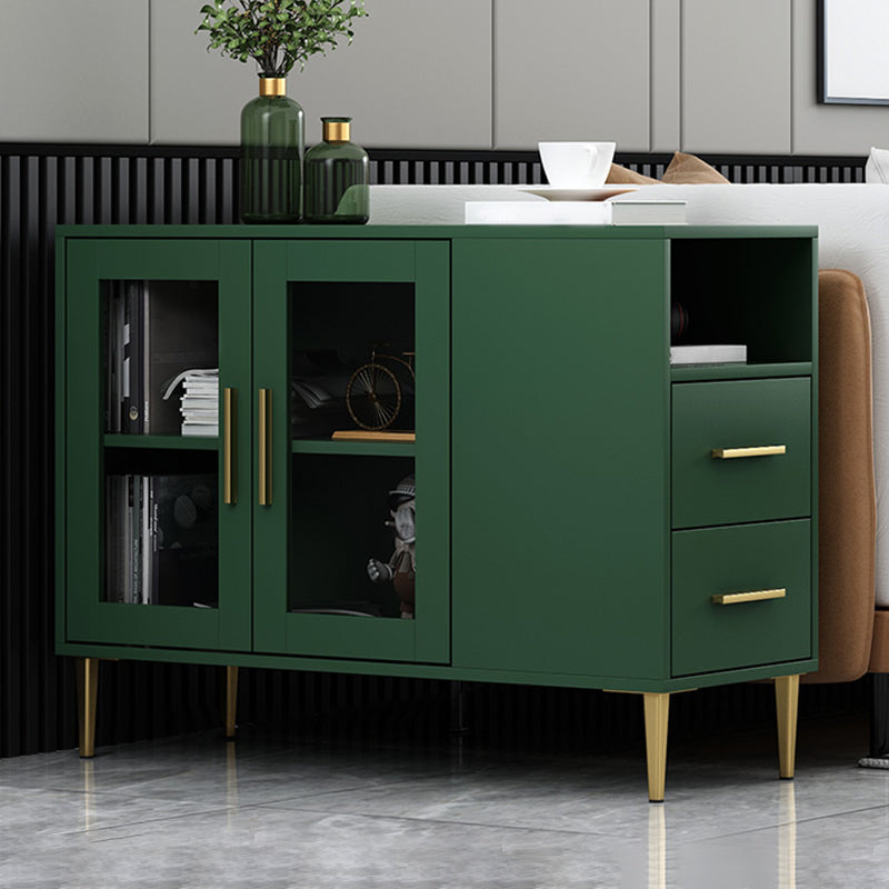 Modern Accent Cabinet with Straight Legs and 2 Drawers and 1/2 Doors