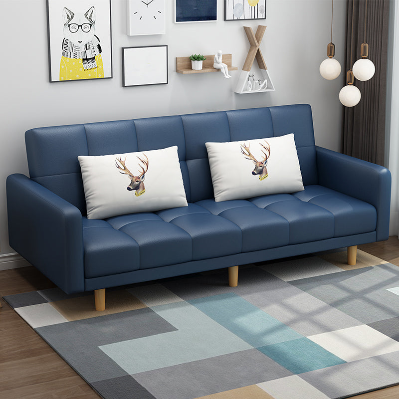 Contemporary Biscuit Back Standard Square Arm Fabric Stationary Sofa