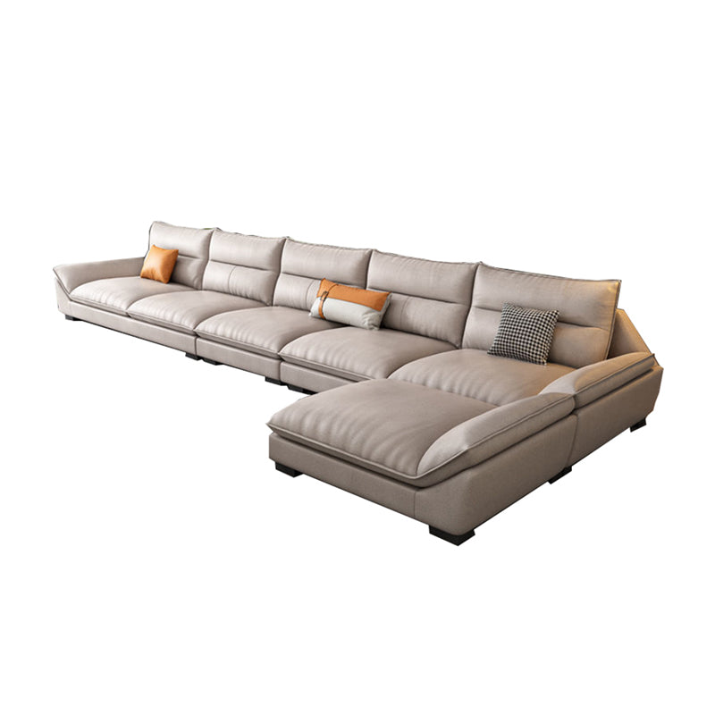 Scandinavian Beige Sectionals/Sofa with Pillow Back for Living Room 157.5"L x 65"W x 35"H Reversible Clearhalo 'furn' 'furn_sectionals' 'Furniture' 'Living Room Furniture' 'Sectionals' 5423254
