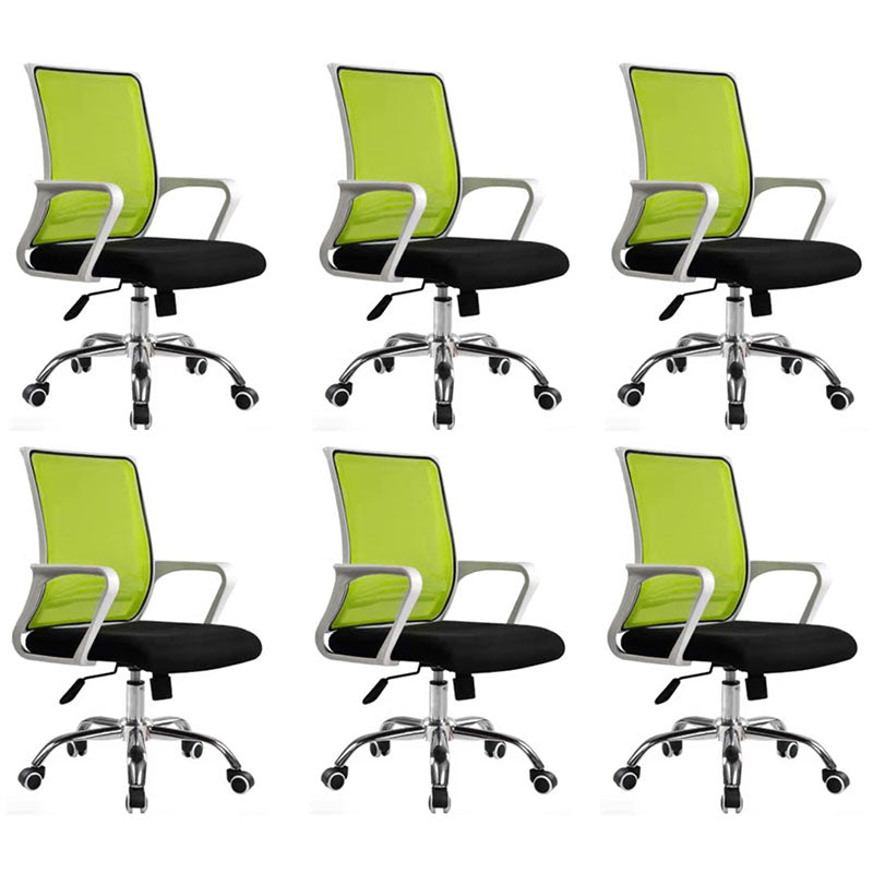 Modern Plastic Desk Chair Black and White Mesh Home Office Chair with Mid Back White-Green 6 Piece Set Star Base Clearhalo 'furn' 'furn_office_chair' 'Furniture' 'Office Chairs' 'Office Furniture' 'office_chair' 5428706