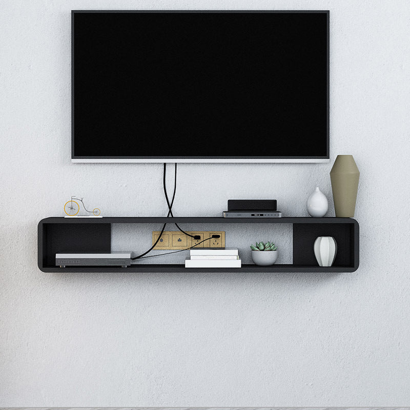 Scandinavian Wood TV Media Stand Matte Finish Media Console with Shelves Black Clearhalo 'furn' 'furn_tv_stands_entertainment_centers' 'Furniture' 'Living Room Furniture' 'TV Stands & Entertainment Centers' 'TV Stands & Media Storage Furniture' 'tv_stands_entertainment_centers' 5429988