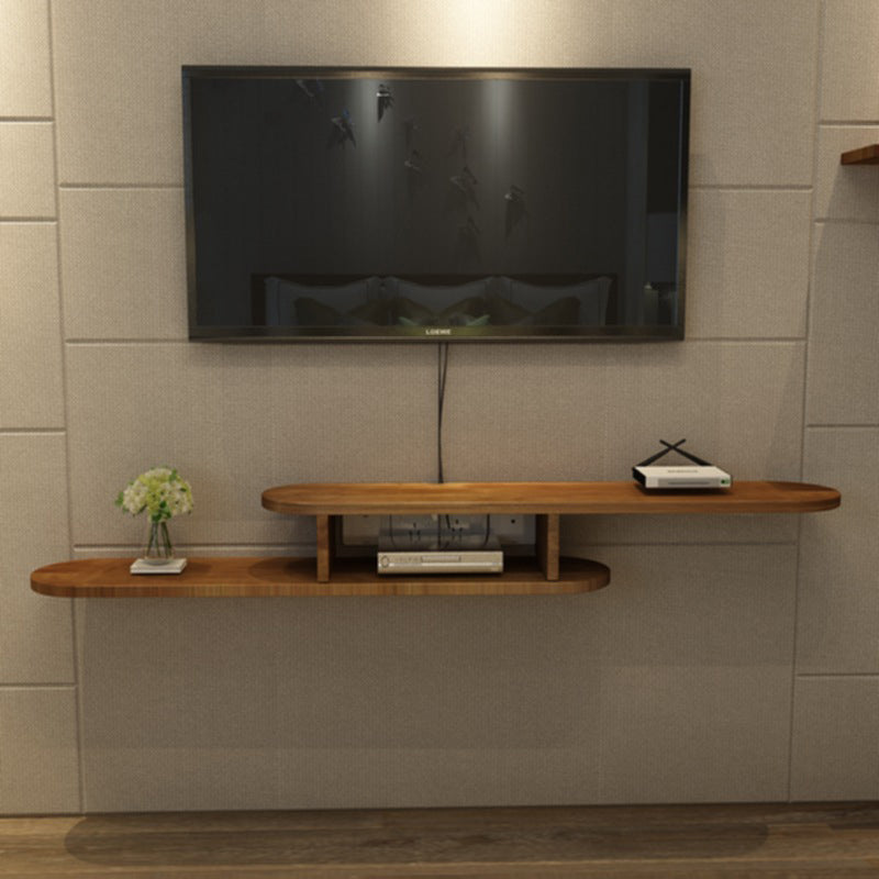 8" D Solid Wood TV Stand , Open Storage Floating TV Stand Console In 3 Colors 63"L x 8"W x 6"H Walnut Clearhalo 'furn' 'furn_tv_stands_entertainment_centers' 'Furniture' 'Living Room Furniture' 'TV Stands & Entertainment Centers' 'TV Stands & Media Storage Furniture' 'tv_stands_entertainment_centers' 5430100