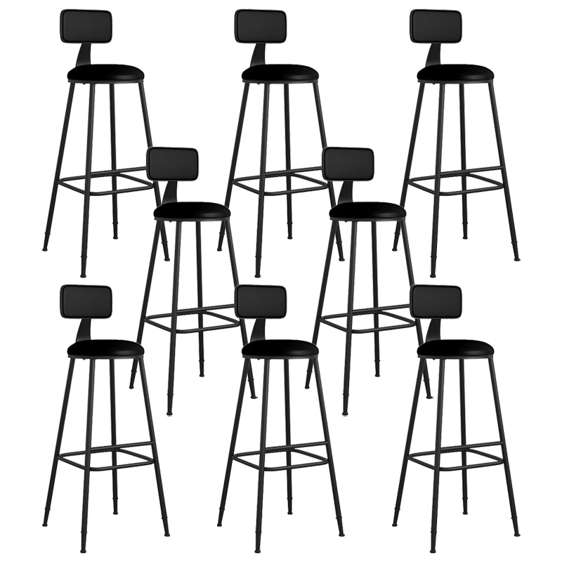 Modern Backrest Armless Counter Stool Iron Cafe Bar Stool with Leather Cushion Black 8 Piece Set Bar Stool(33"H) Clearhalo 'Bar Furniture' 'Bar Stools' 'bar_stools' 'furn' 'furn_bar_stools' 'Furniture' 'Kitchen & Dining Furniture' 5433090