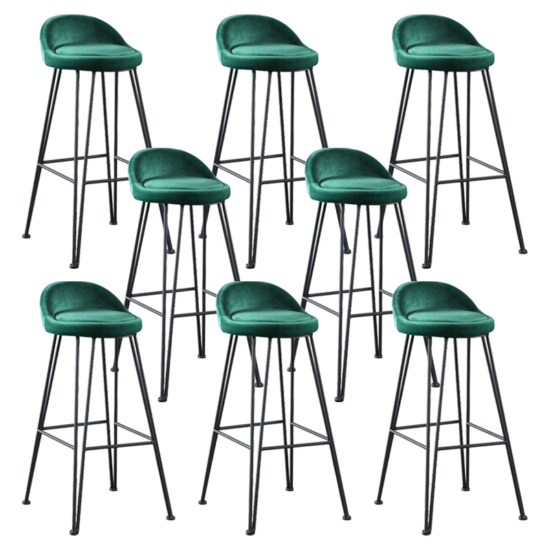 Industrial Footrest Counter & Bar Stool Low Back Indoor Velvet Counter Stool