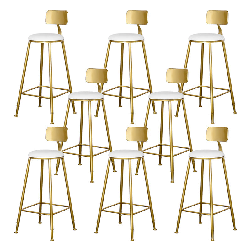 Glam Backlest Armless Counter Stool Iron Kitchen Bar Kruk met pedaal en kussen