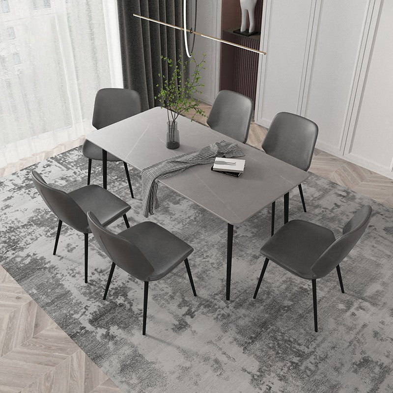Set di dinette grigio moderno 1/4/7 pezzi tavolo da pranzo rettangolare con top in pietra