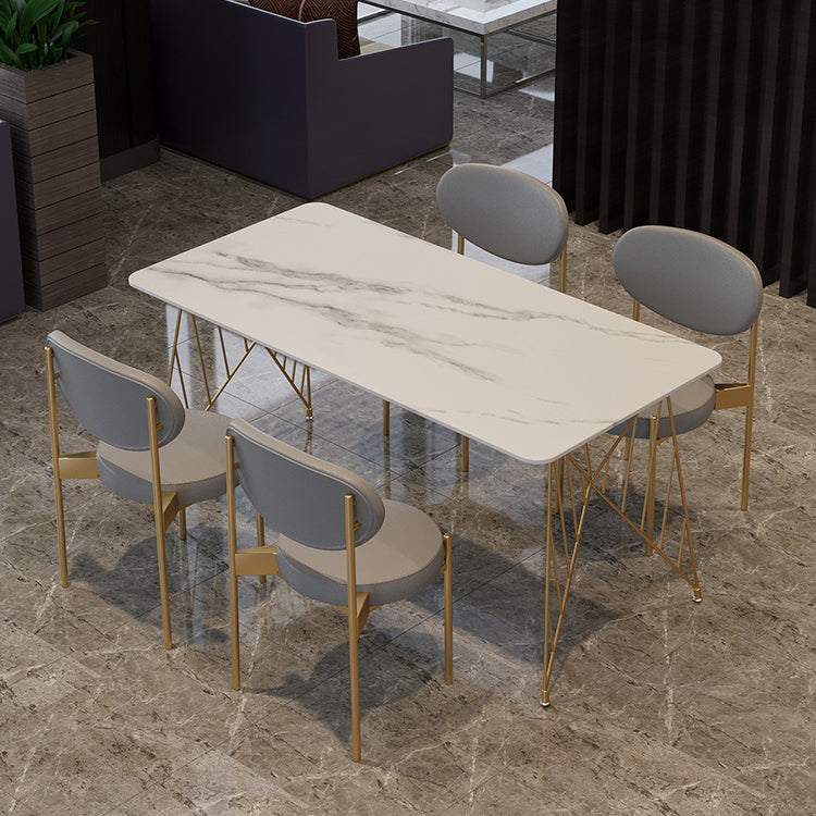 White Stone Top Dining Table Set 1/2/5 Pieces Contemporary Indoor Dinette Set 5 Pieces: Table, 4 Chairs Clearhalo 'Dining Room Sets' 'Dining Tables & Seating' 'dining_room_set' 'furn' 'furn_dining_room_set' 'Furniture' 'Kitchen & Dining Furniture' 5433738