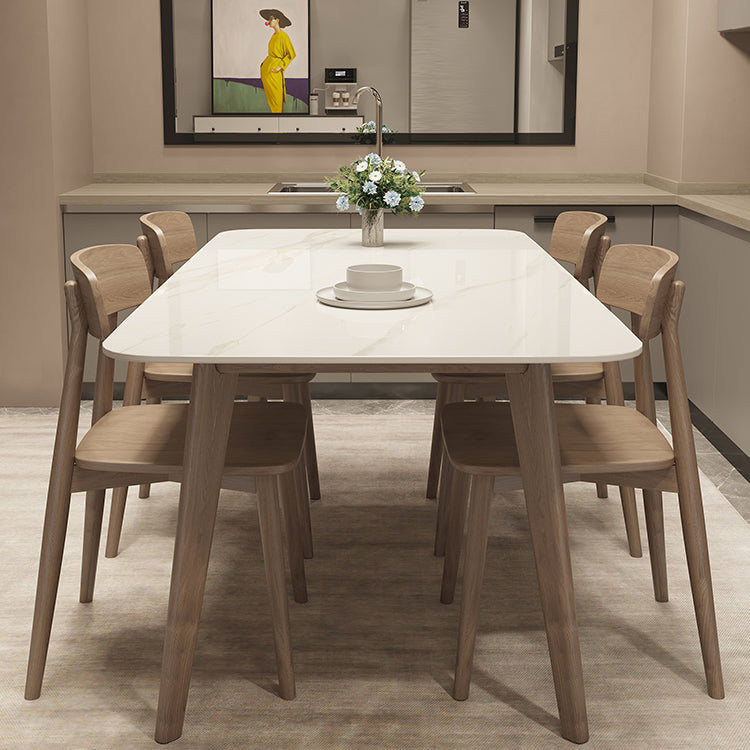 Rectangle Shaker Style Dining Table 4 Solid Wood Brown Legs Dining Table