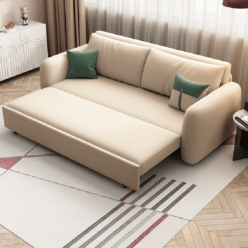 Letto di divano a braccio quadrato di cotone convertibile contemporaneo in beige