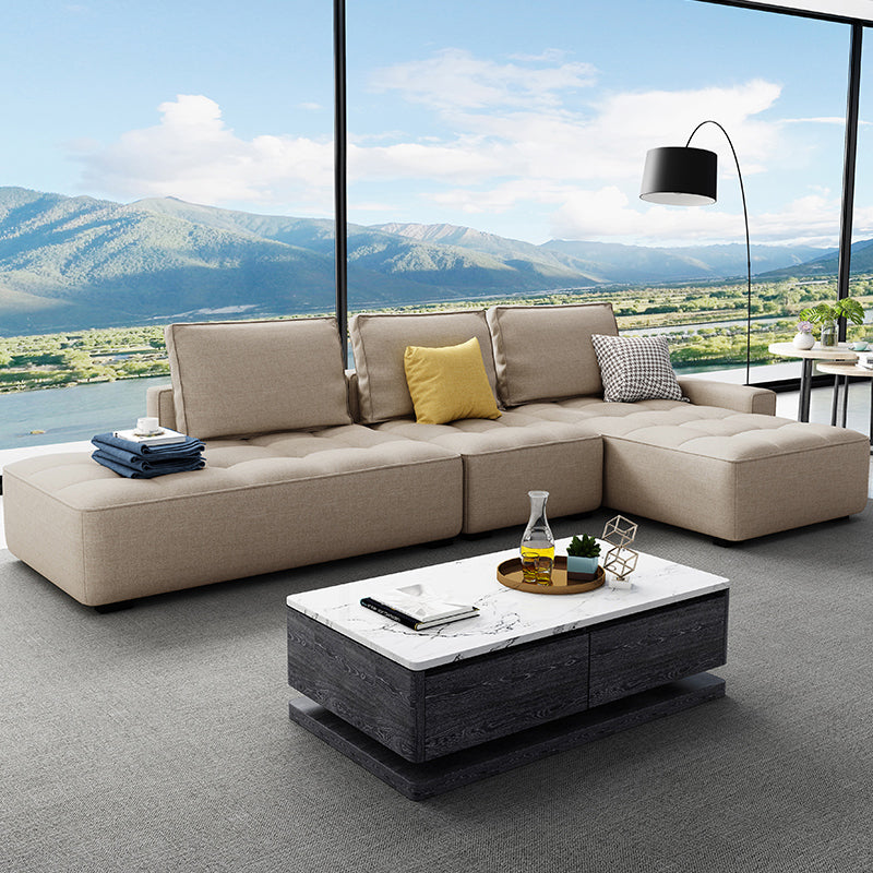 147.63" W X 70.86" D X 37.41" H Linen One Side Arm Sofa & Chaise for Living Room