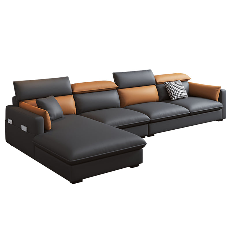 Divano contemporaneo di divano in pelle finta con cuscini di padri