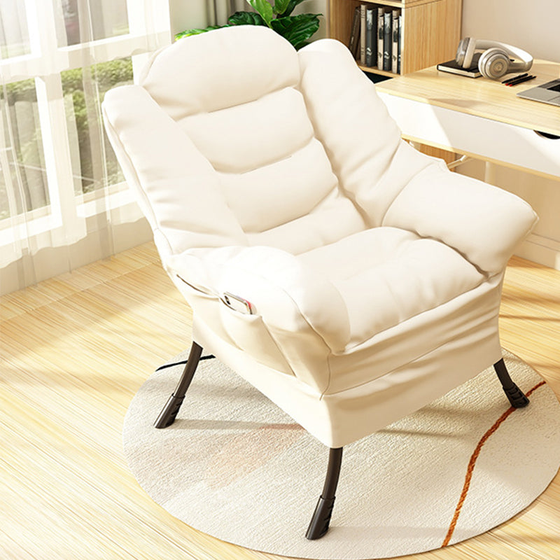 Solid Color Leather and Cotton Blend Accent Chair Set with Storage Off-White Cotton Blend Clearhalo 'Accent Chairs' 'accent_chairs' 'Chairs & Seating' 'furn' 'furn_accent_chairs' 'Furniture' 'Living Room Furniture' 5436959
