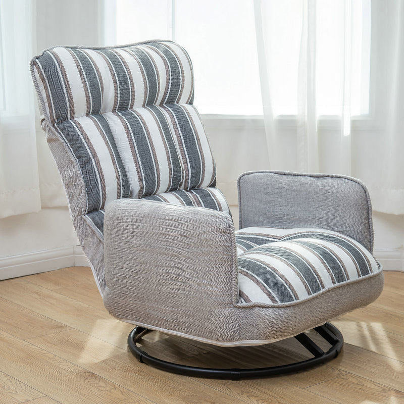 Linen Blend Sewn Pillow Back Chair for Apartment 21.65" Long Grey White Swivel Clearhalo 'Accent Chairs' 'accent_chairs' 'Chairs & Seating' 'furn' 'furn_accent_chairs' 'Furniture' 'Living Room Furniture' 5437023