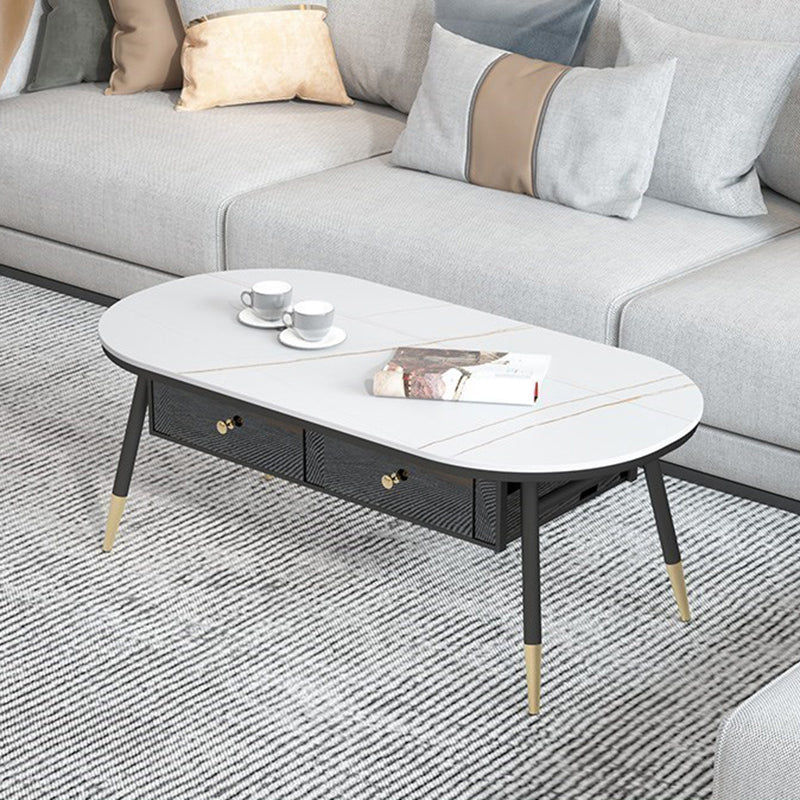 Stile glam con 2 cassetti tavolino in metallo in metallo in metallo nero in top nero/nero