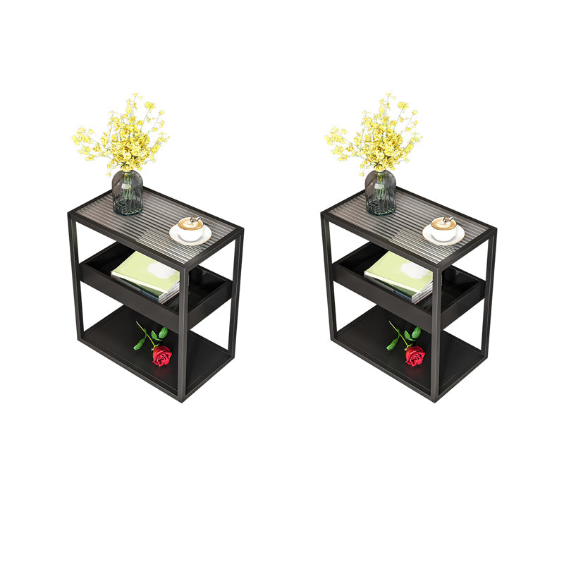 21,6 "tavolino in ferro superiore rettangolare in vetro rettangolare alto con scaffali