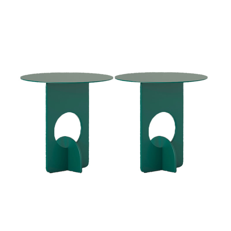 Mid-Century Round Side End Table Metal Abstract End Table for Living Room Dark Green 2 Clearhalo 'Coffee & Accent Tables' 'End & Side Tables' 'end_side_tables' 'furn' 'furn_end_side_tables' 'Furniture' 'Living Room Furniture' 5437649