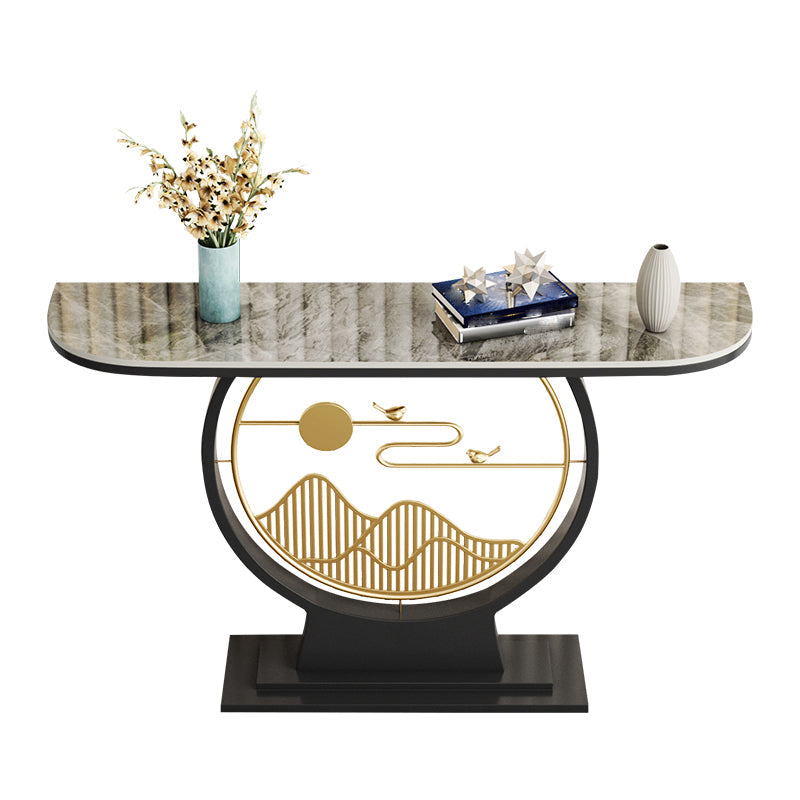 Marmor/Metall -Halbmondglam kratzfestes abstraktes Konsolentabelle