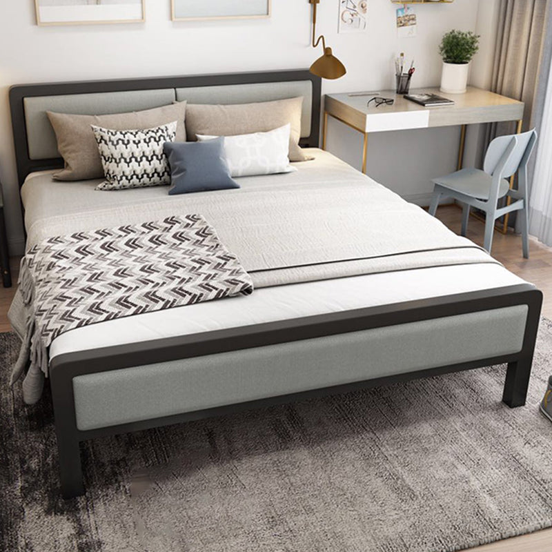 Contemporary Metal Standard Bed, Panel Rectangular Headboard Bed Silver Bed & Mattress Clearhalo 'Bedroom Furniture' 'Beds' 'furn' 'furn_beds' 'Furniture' 5438224