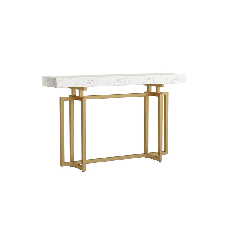 Console resistente alla macchia di rettangolo di marmo glam in nero/bianco