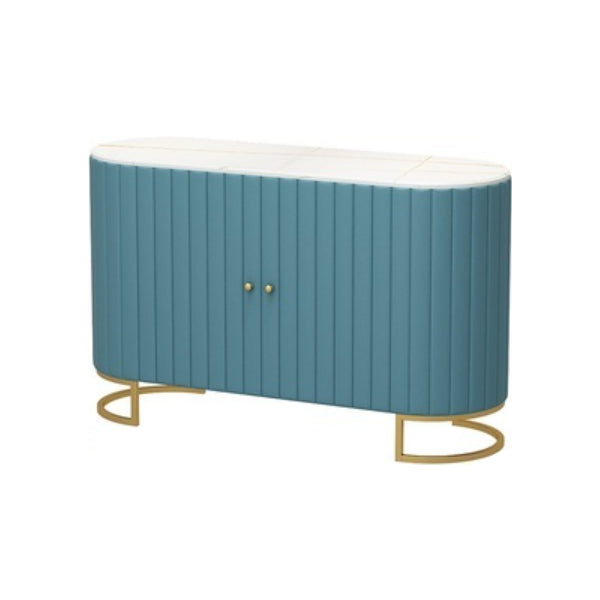 33.5"H Glam Style Credenza Stone Countertop Cabinets Dining Server for Living Room Blue Clearhalo 'buffet_sideboard' 'Buffets & Sideboards' 'furn' 'furn_buffet_sideboard' 'Furniture' 'Kitchen & Dining Furniture' 5439404