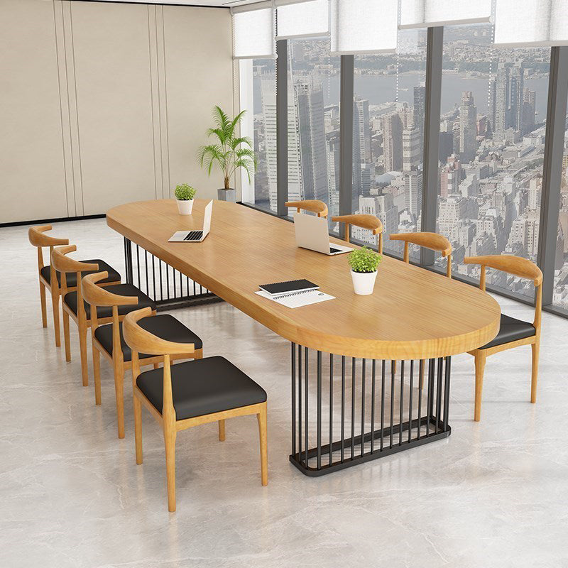 Escritorio de escritura de madera sólida estilo industrial de trineo ovalado escritorio de oficina