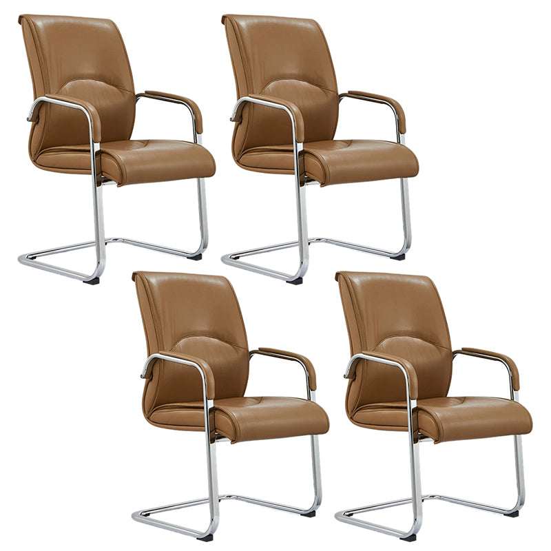 Chaise de bureau à milieu du dos siège en cuir fixé l'accoudoir en métal chaise de bureau de la jambe de la jambe