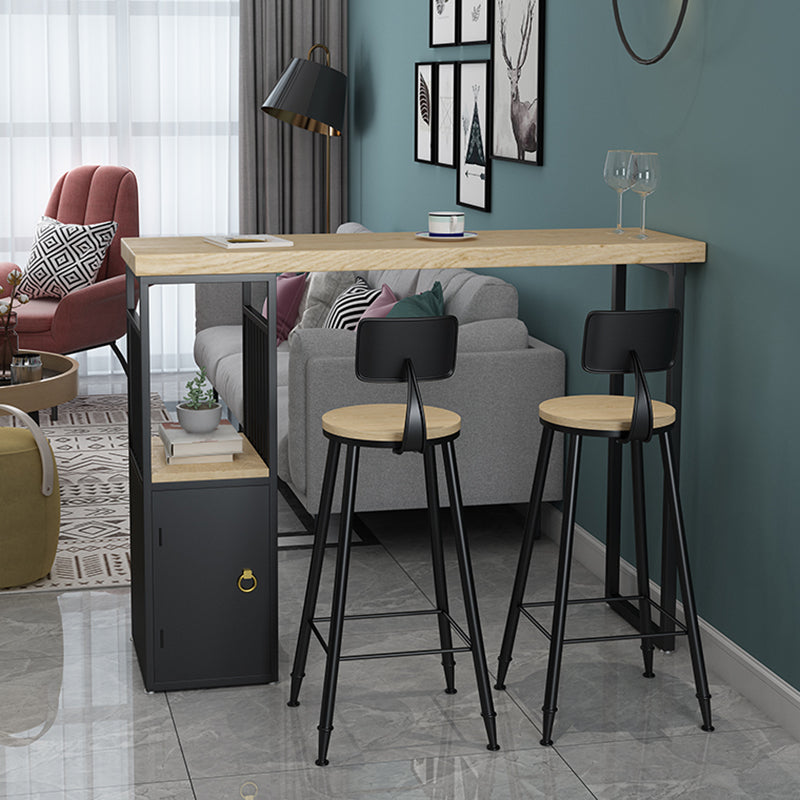 Tavolo da bar rettangolo superiore in legno di pino tavolo da pub industriale con doppio piedistallo