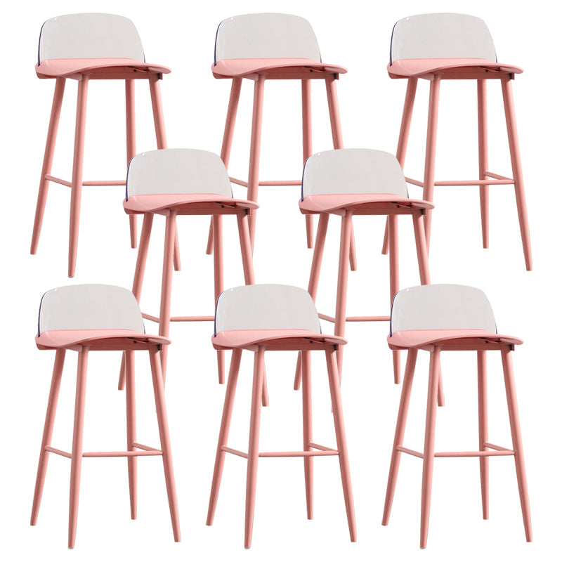 Nordic Armless Backrest Counter Stool Iron Kitchen Bar Stool with Acrylic Seat and Pedal