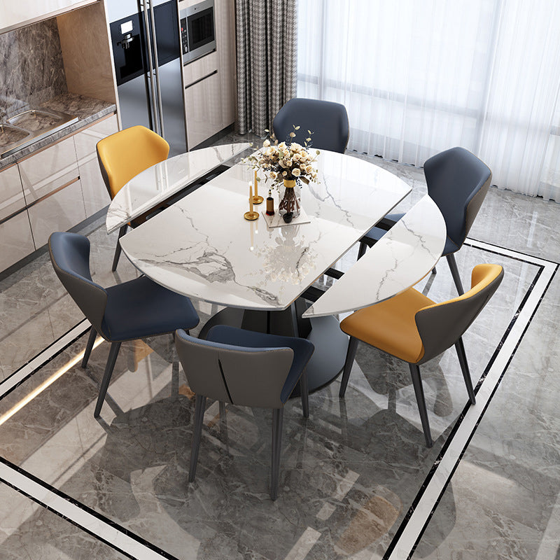 Set da tavolo rotondo di pietra sinterizzata contemporanea set da pranzo 1/5/7 pezzi