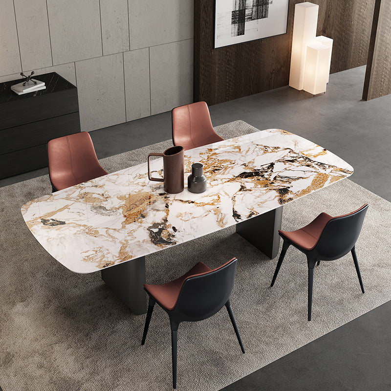Contemporary Sintered Stone Table Rectangle Table Set 1/3/4/5 Pieces Dining Set 5 Pieces: Table, 4 Chairs Clearhalo 'Dining Room Sets' 'Dining Tables & Seating' 'dining_room_set' 'furn' 'furn_dining_room_set' 'Furniture' 'Kitchen & Dining Furniture' 5446261