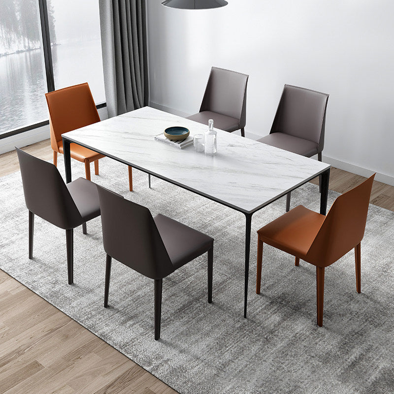 Contemporary Sintered Stone Table Rectangle Table Set 1/4/5/7 Pieces Dining Set 7 Pieces: Table, 6 Chairs Clearhalo 'Dining Room Sets' 'Dining Tables & Seating' 'dining_room_set' 'furn' 'furn_dining_room_set' 'Furniture' 'Kitchen & Dining Furniture' 5446312