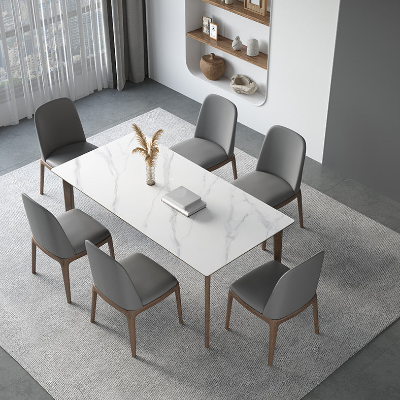 Modern Sintered Stone Top Dining Set Rectangle 1/2/3/4/5/7 Pieces Wooden Table Set