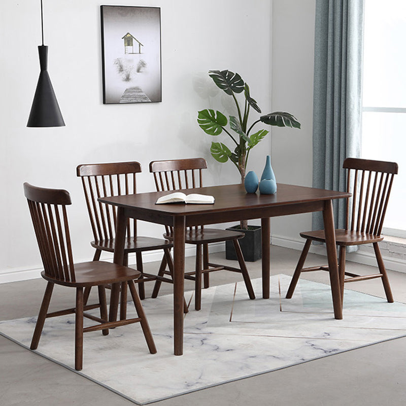 Brown Solid Wood Dining Table Modern Rectangular Furniture with 4 Legs for Office