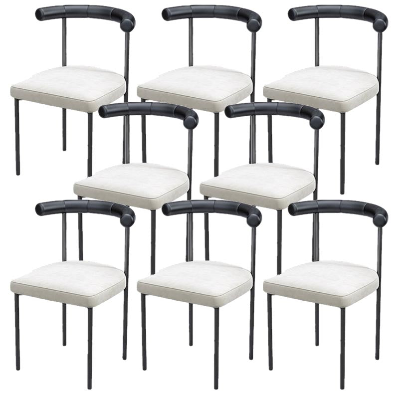 Modern Linen Dining Chair Open Back Dining Side Furniture in Matte Finish for Brasserie Black 8 Piece Set Clearhalo 'Dining Chairs' 'Dining Tables & Seating' 'dining_chair' 'furn' 'furn_dining_chair' 'Furniture' 'Kitchen & Dining Furniture' 5446872