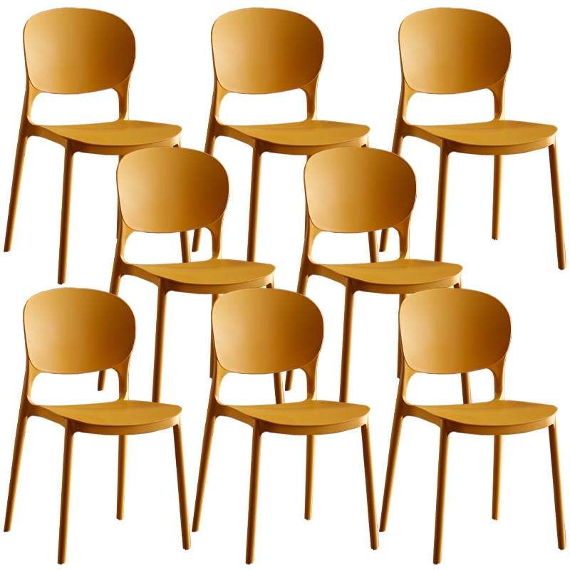 Glam Plastic Side Chair Stacking Open Back Dining Side Chair Orange Yellow 8 Piece Set Clearhalo 'Dining Chairs' 'Dining Tables & Seating' 'dining_chair' 'furn' 'furn_dining_chair' 'Furniture' 'Kitchen & Dining Furniture' 5447173