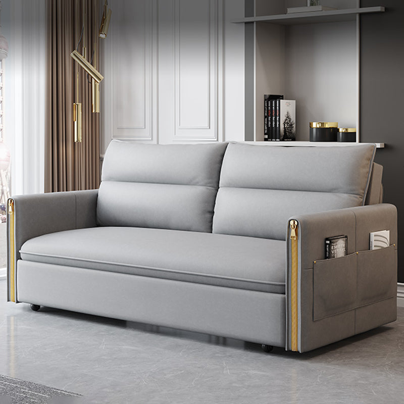 Stain Resistant Faux Leather Contemporary Bed Sofa Couch in Grey