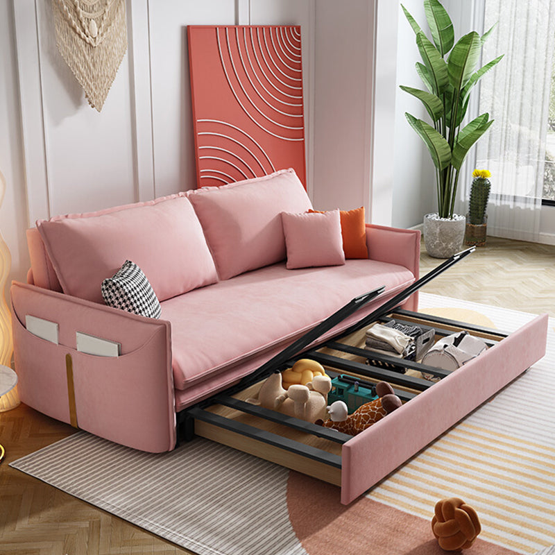 Faux Leather Stain Resistant Contemporary Couch Bed with 2 Pillows