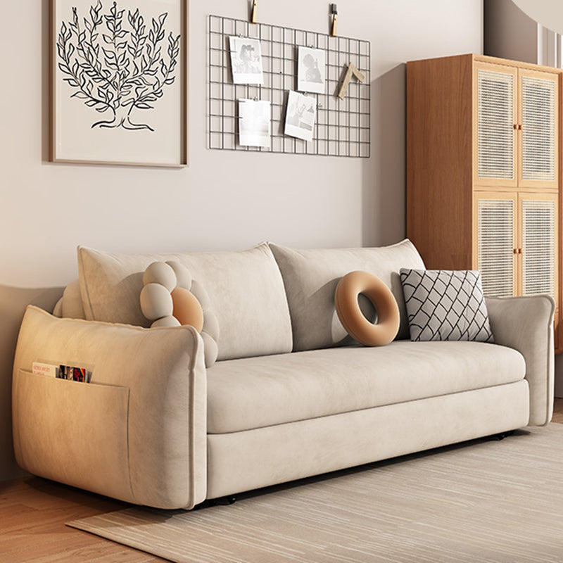 Convertible Faux Leather Contemporary Square Arm Bed Settee in Grey