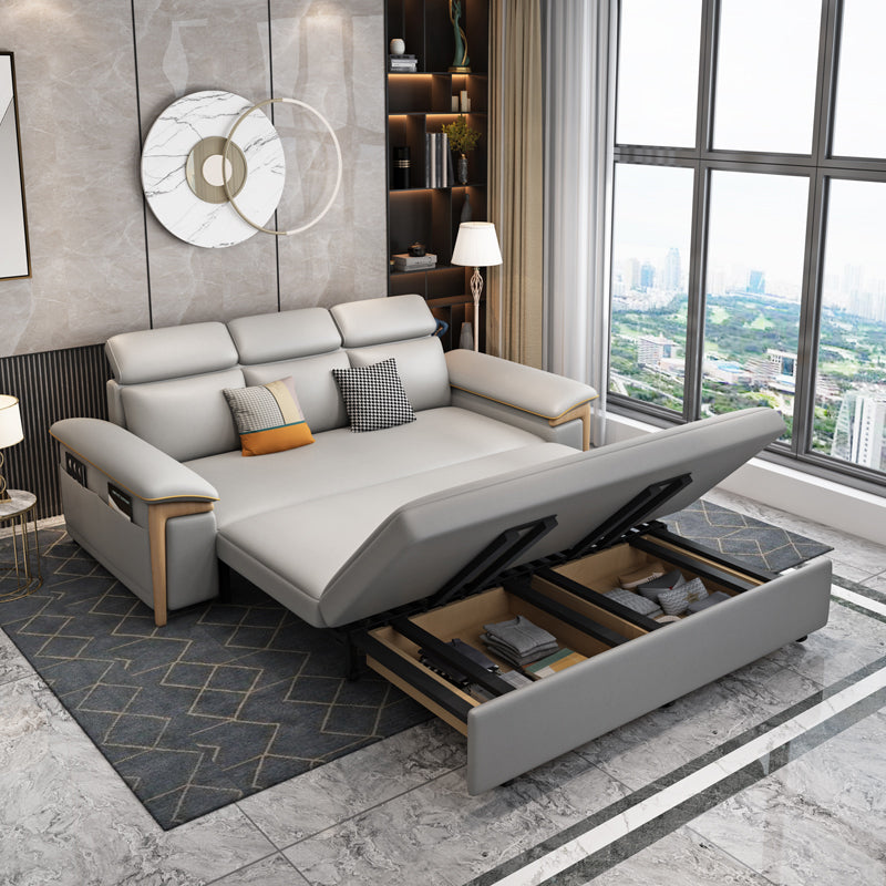 Faux Leather Stain Resistant Contemporary Bed Settee in Gray