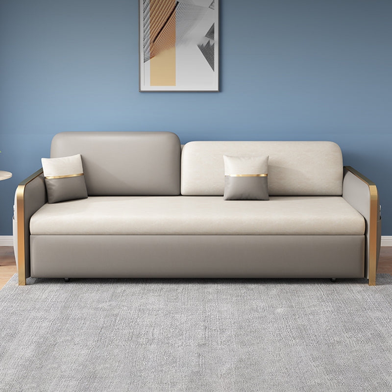 Moderno divano braccio quadrato da 33,4 "h in pelle finta per soggiorno