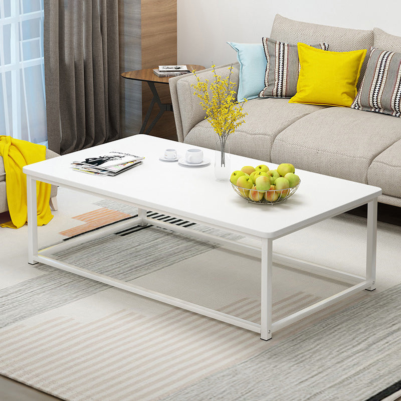 Modern Style Rectangular Wooden Table with Metal Frame Base Coffee Table 55"L x 24"W x 18"H White Clearhalo 'Coffee & Accent Tables' 'Coffee Tables' 'coffee_tables' 'furn' 'furn_coffee_tables' 'Furniture' 'Living Room Furniture' 5451760