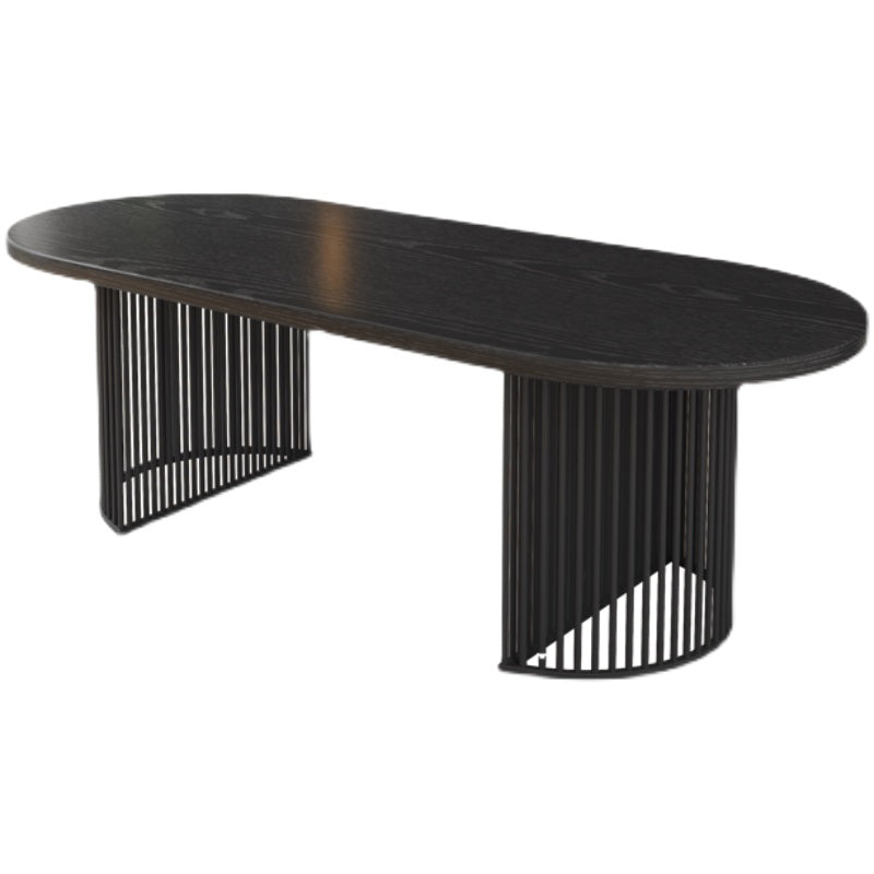 Scrivania ovale in stile industriale in legno massiccio di sede da ufficio